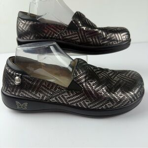 Alegria Womens 41 (US 10.5-11) Keli Black Silver Work Slip On Comfort Loafer